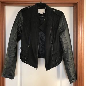 Bar III - Faux Leather/Suede Moto Jacket